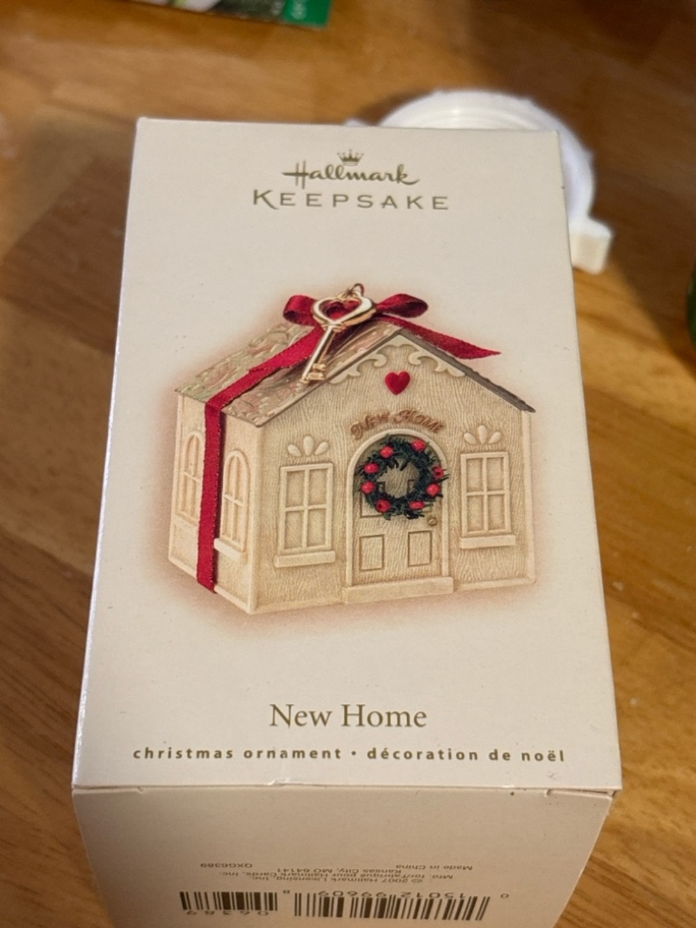Hallmark Keepsake Cream House Ornament with Red Ribbon